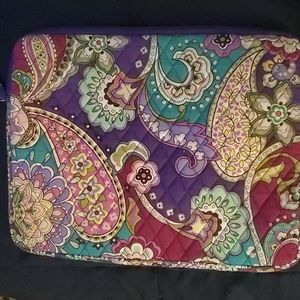 Vera Bradley Laptop Sleeve Bag Purple Paisley Heather Retired Quilted 10.5 X 14